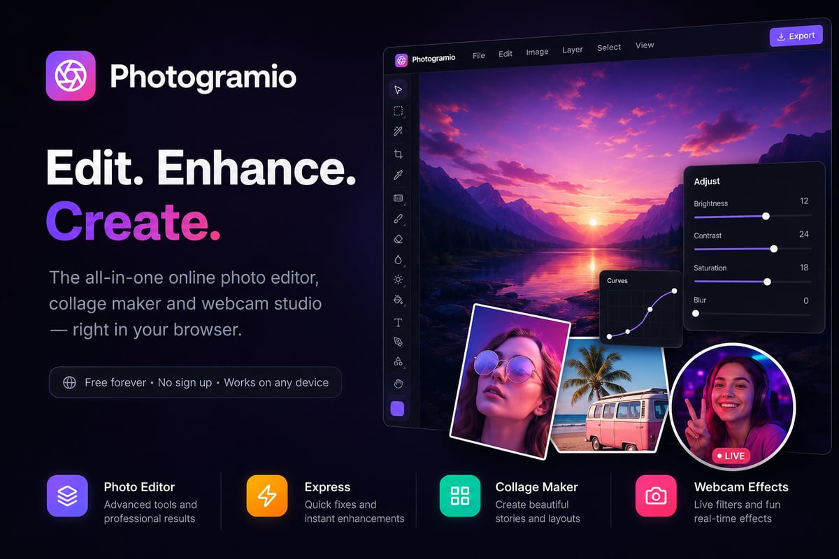 Webcam Effects — Live Filters, Photo Booth & Video | Photogramio